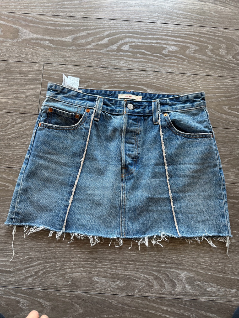 Levi’s Denim Mini Skirt with Frayed Trim - Blue